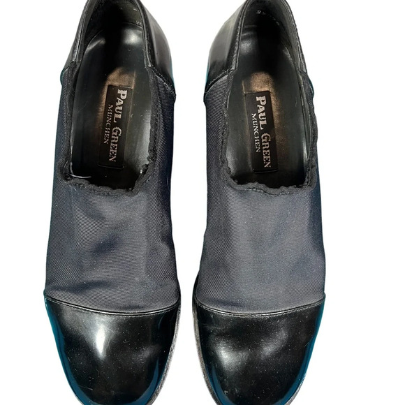 90’s Paul Green Nylon and Patent Black Slip-on Elastic Wedge - Picture 3 of 9